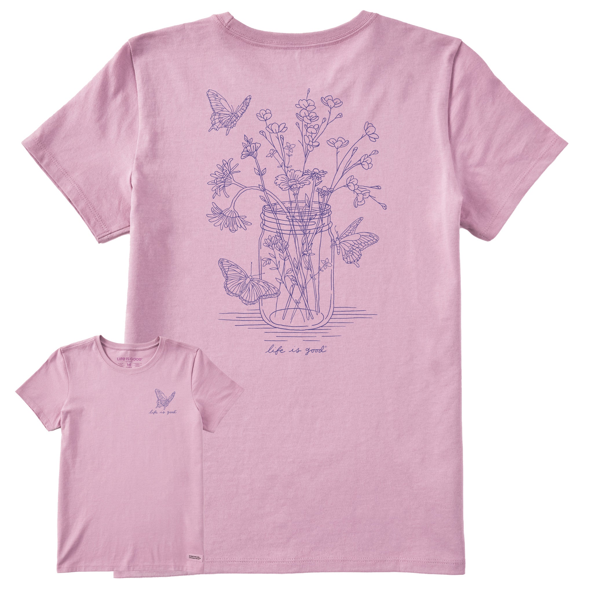 Product image for "Women's Wildflower Jar and Butterflies Short Sleeve Tee" ||121802_1