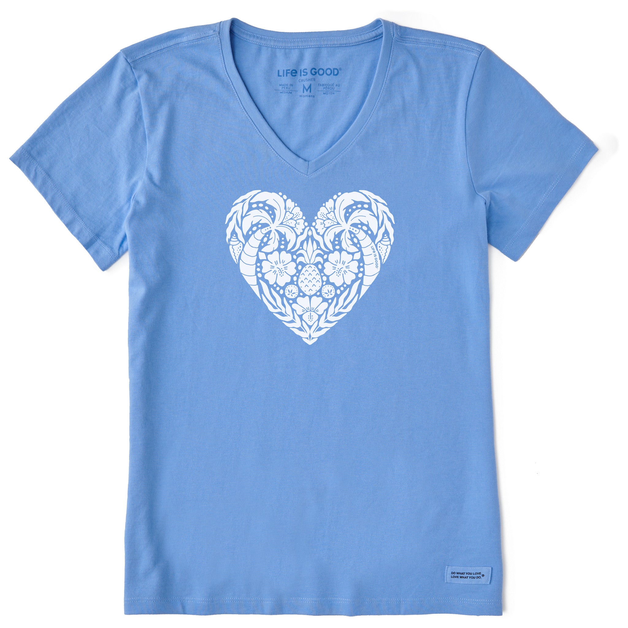 Product image for "Women's Beach Design Heart Short Sleeve Crusher Vee" ||128314_1