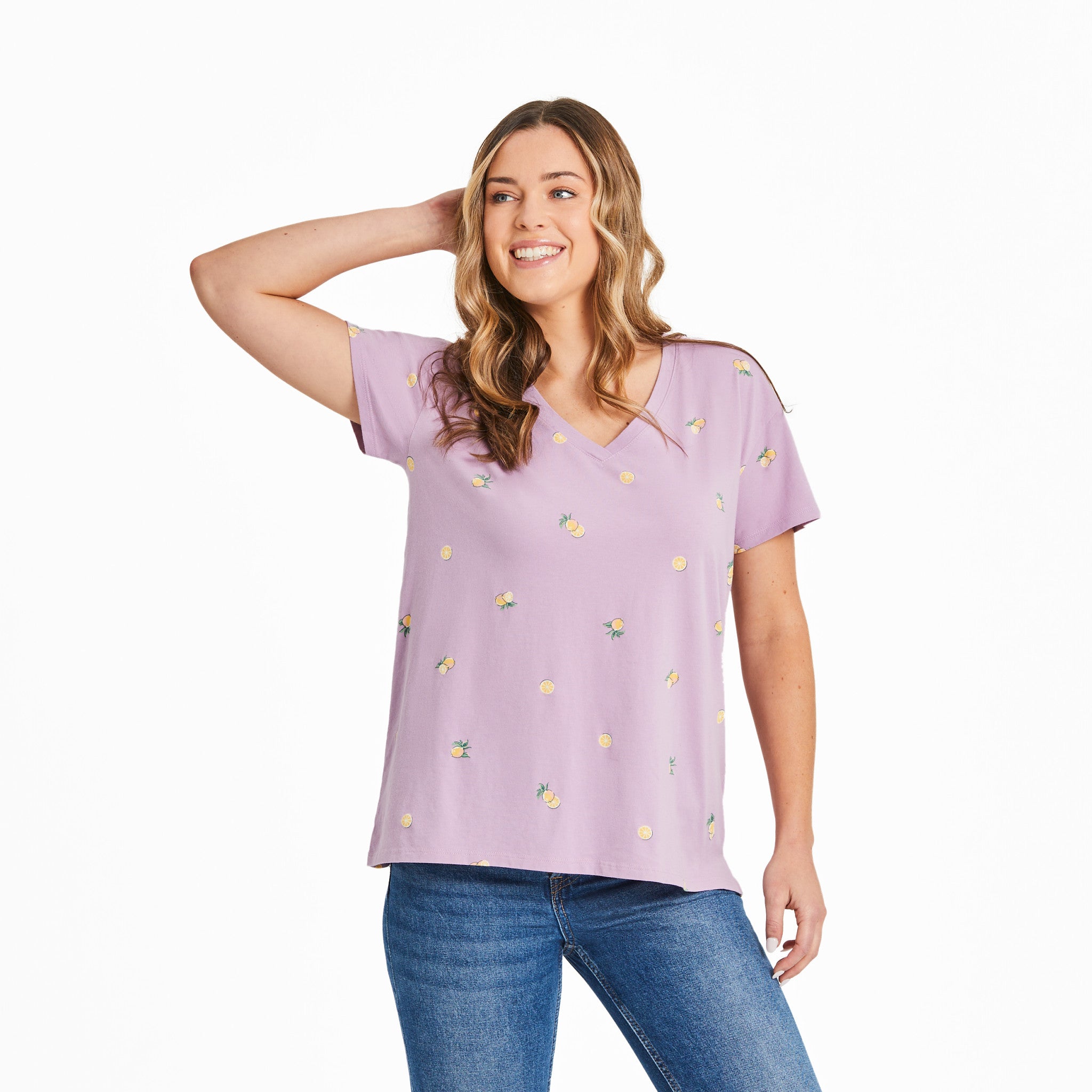 Product image for "Women's Lemon Pattern Crusher-LITE Easy Vee" ||129314_1