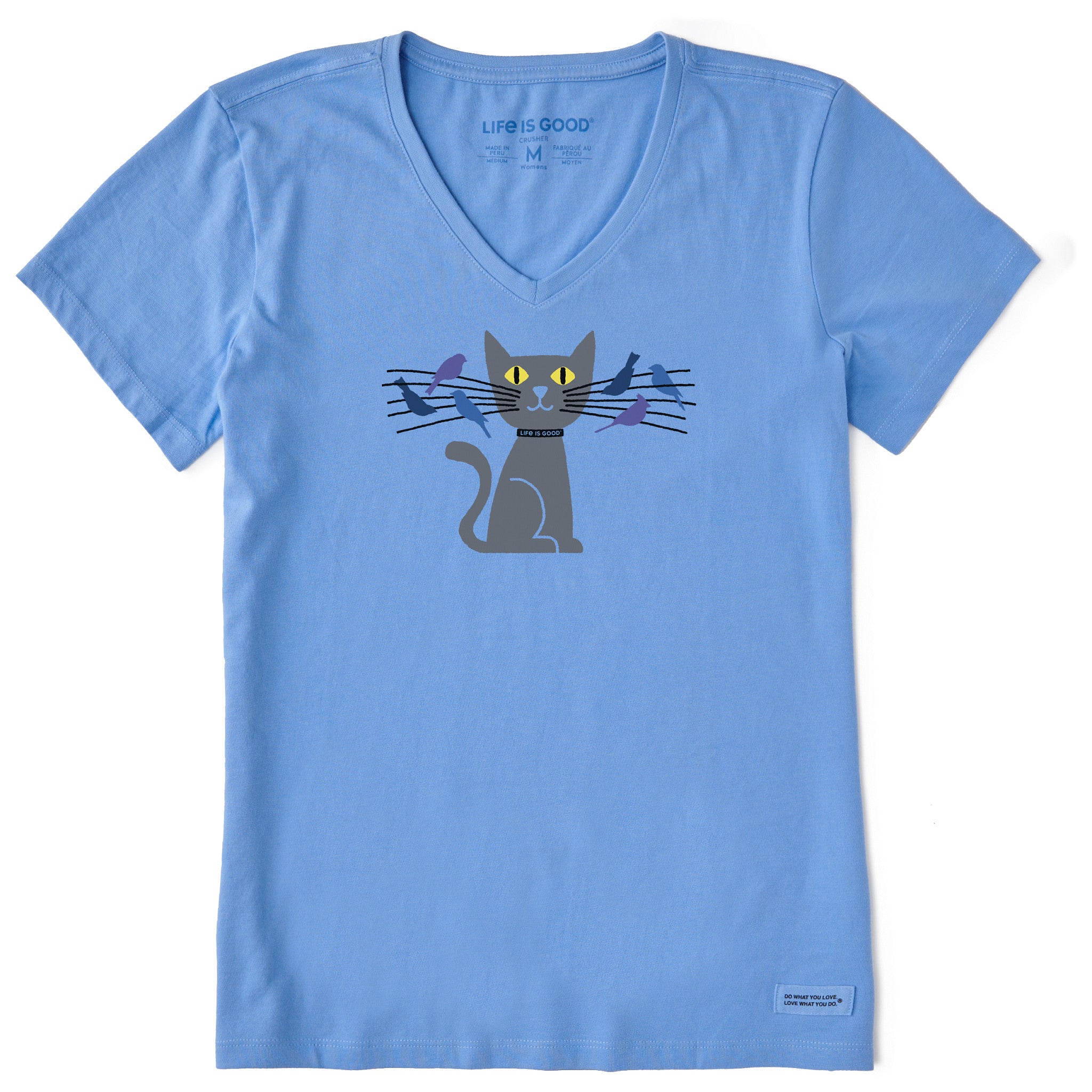 Product image for "Women's Cat Bird Whiskers Short Sleeve Crusher Vee" ||132463_1