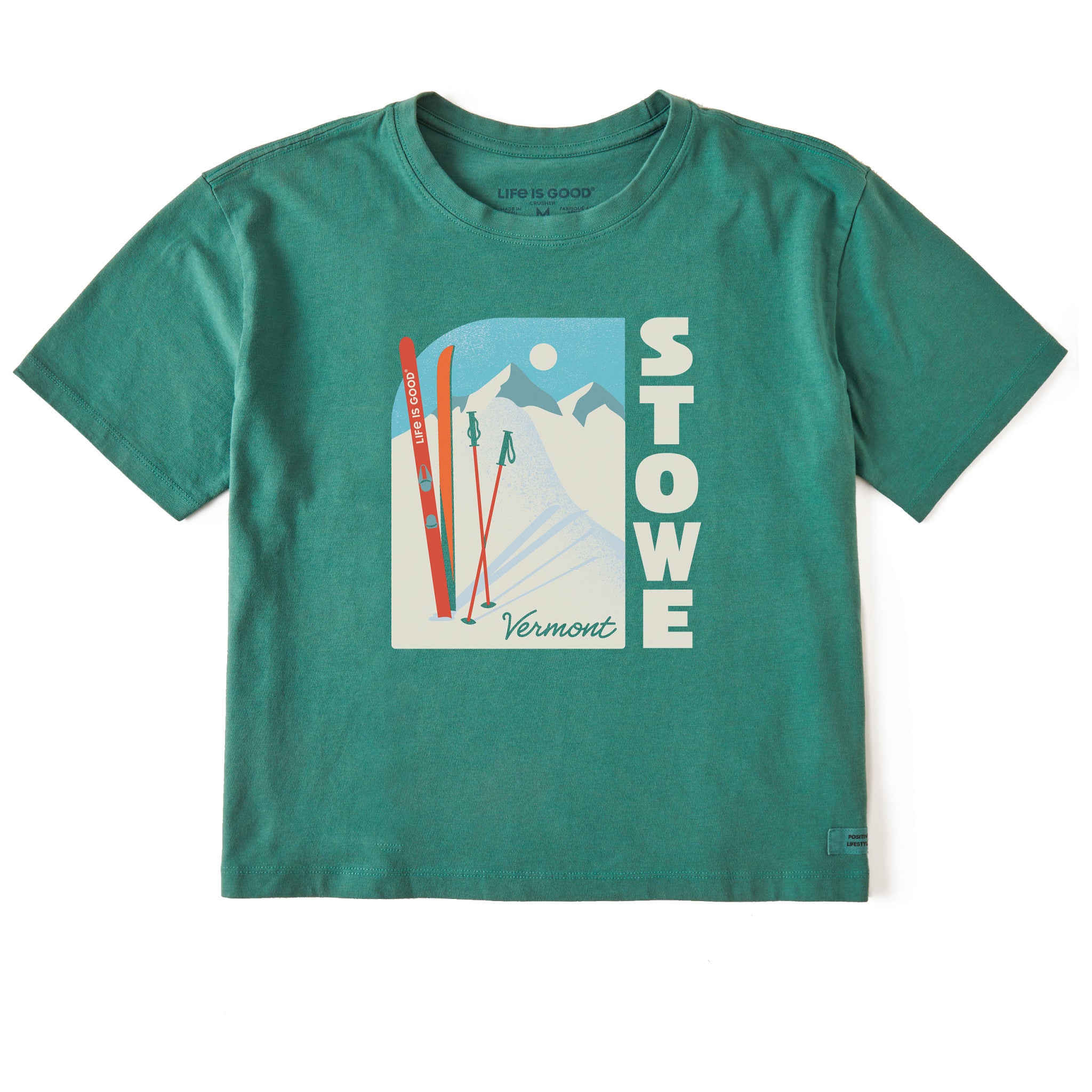 Product image for "Women's Stowe Vermont Skis Short Sleeve Crusher Boxy Tee" ||155317_1