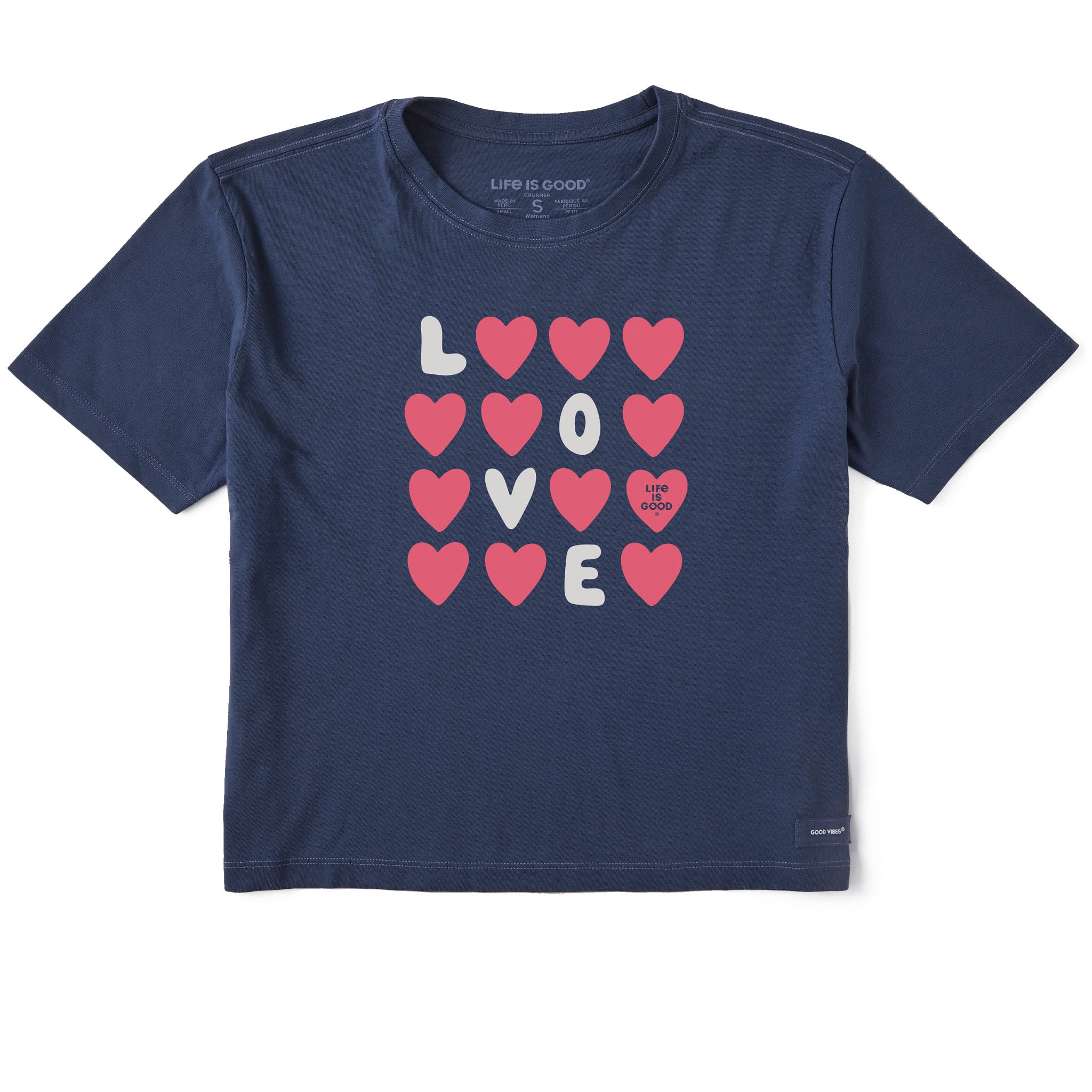 Product image for "Women's Love Grid Short Sleeve Crusher Boxy Tee" ||157163_1