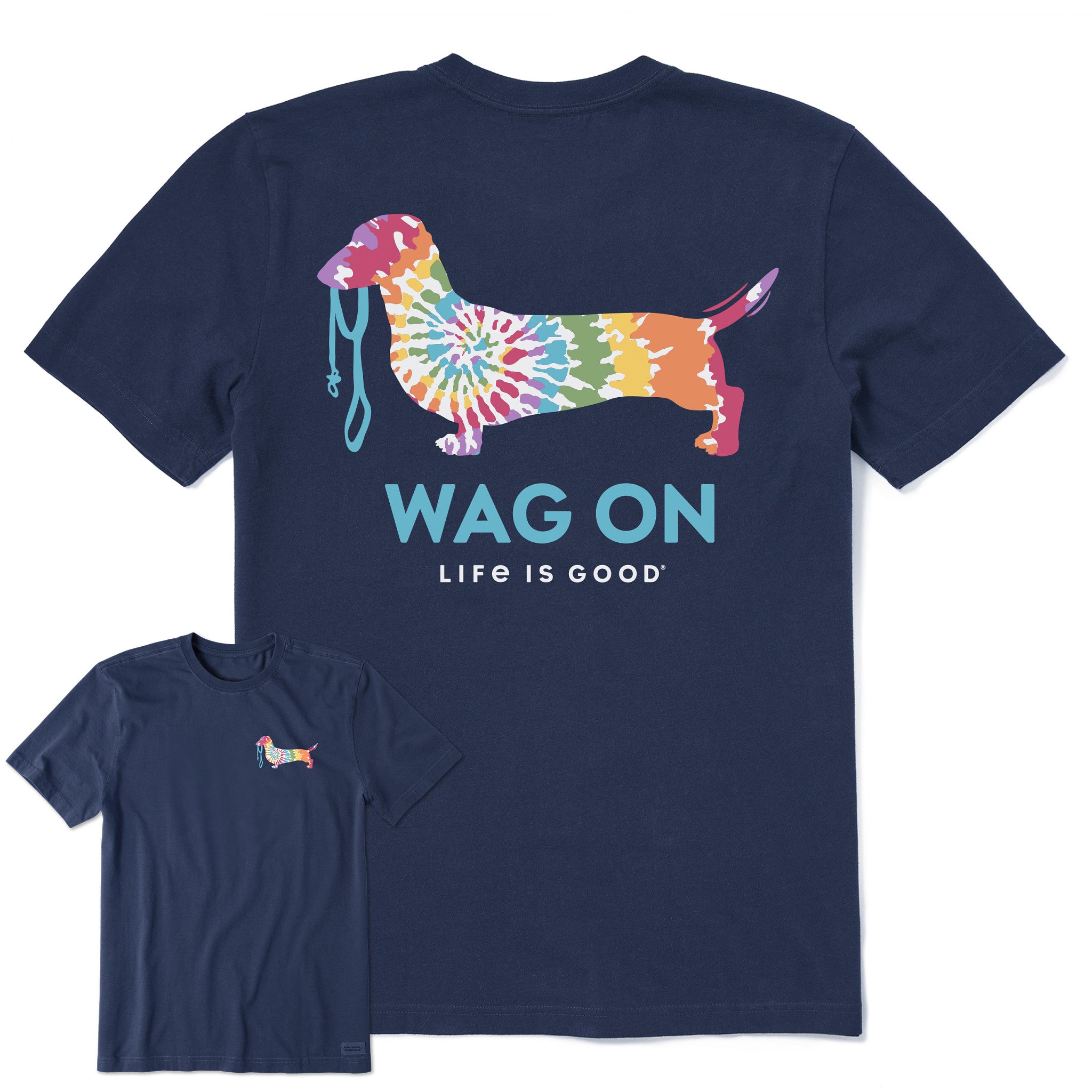 Men's Wag On Tie Dye Dachshund Short Sleeve Crusher Tee | Shop