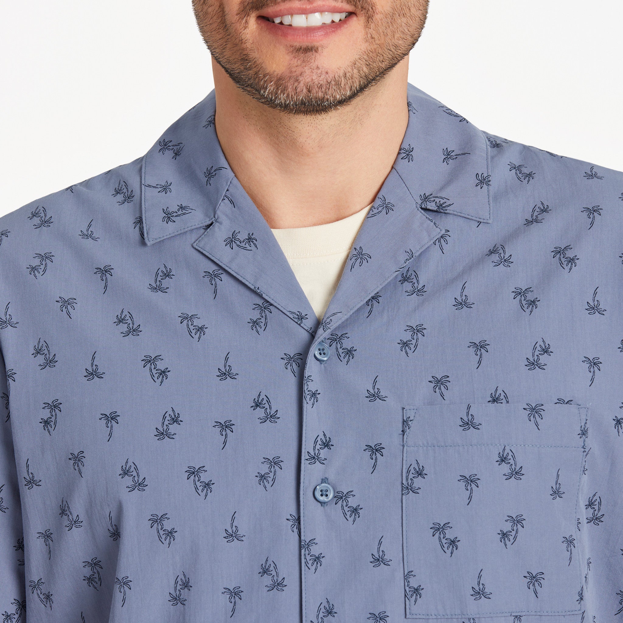 camp shirt Life is Good Men's Simple Palm Pattern Camp Shirt in Darkest Blue | Size XL