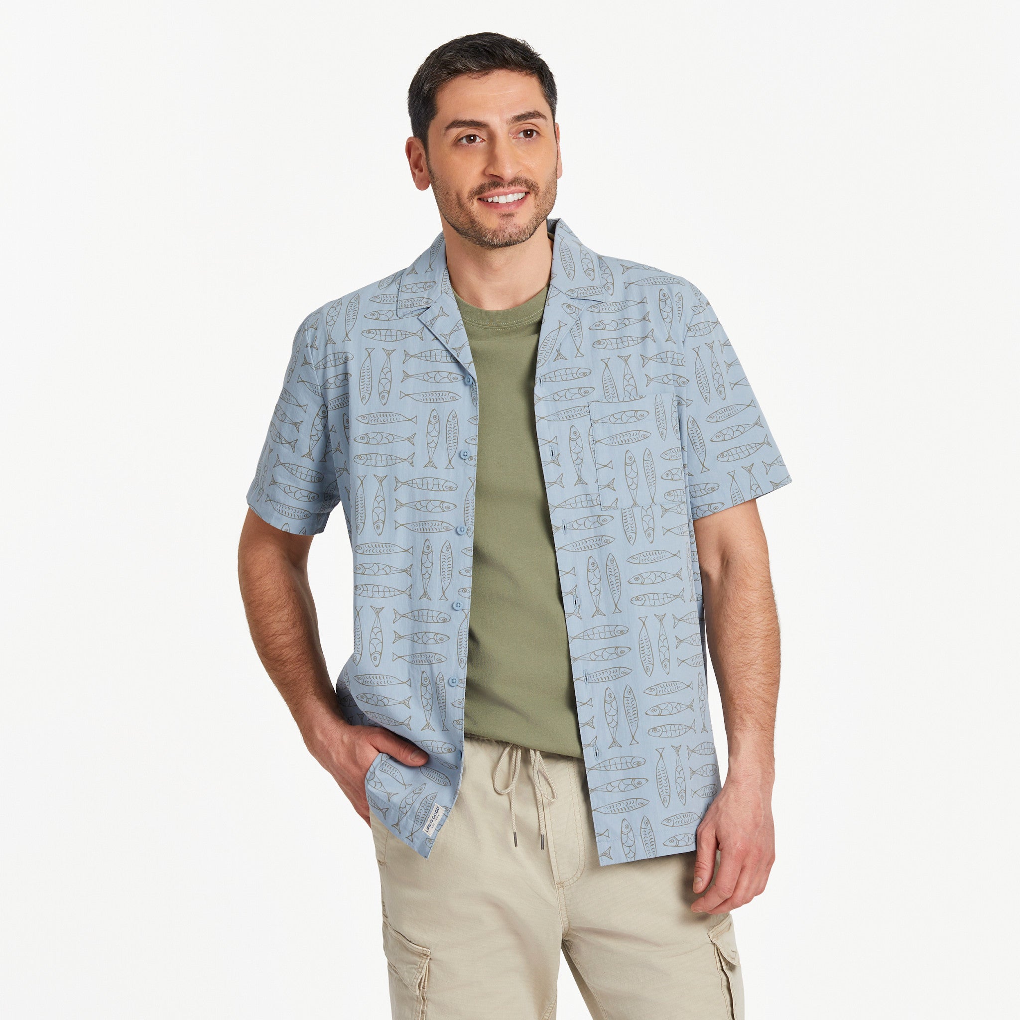 fish print dress shirt Men's Hawaiian Shirt Sea Ocean Fish Print Cotton Button-down Long Slee Yiume
