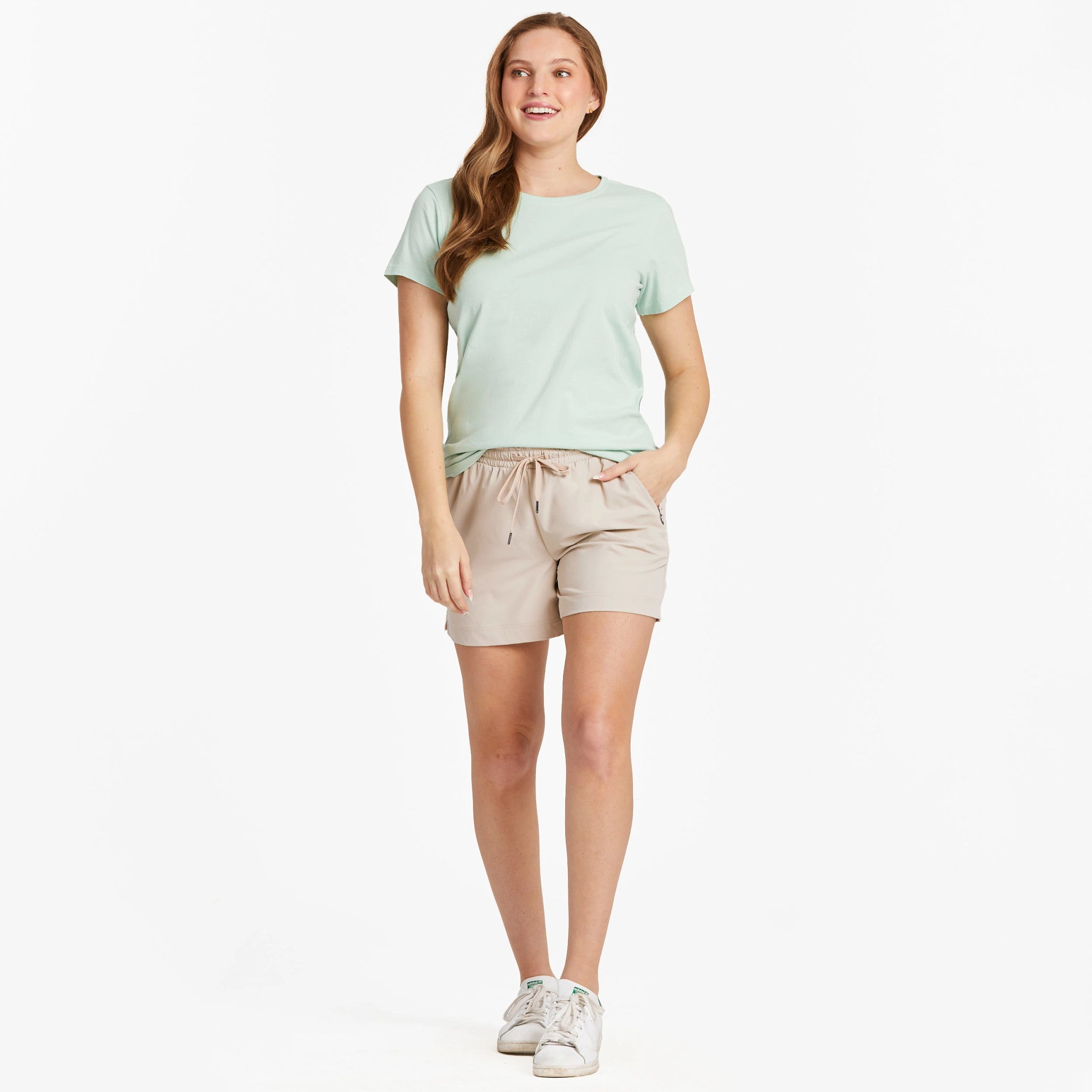 Bermuda (short) Femme JACK Taille 10 - Couleur Beige/khaki, Ourlet Retroussé, Coton, état Très Bon Occasion