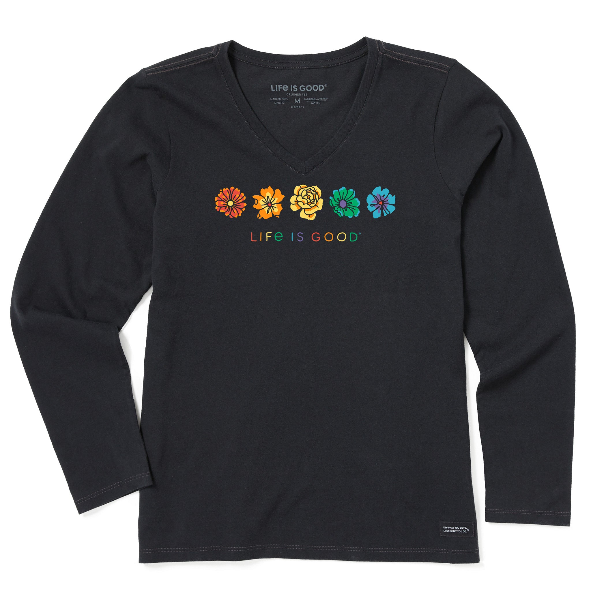 Women's Simple Rainbow Flowers Long Sleeve Crusher Vee | Shop Life