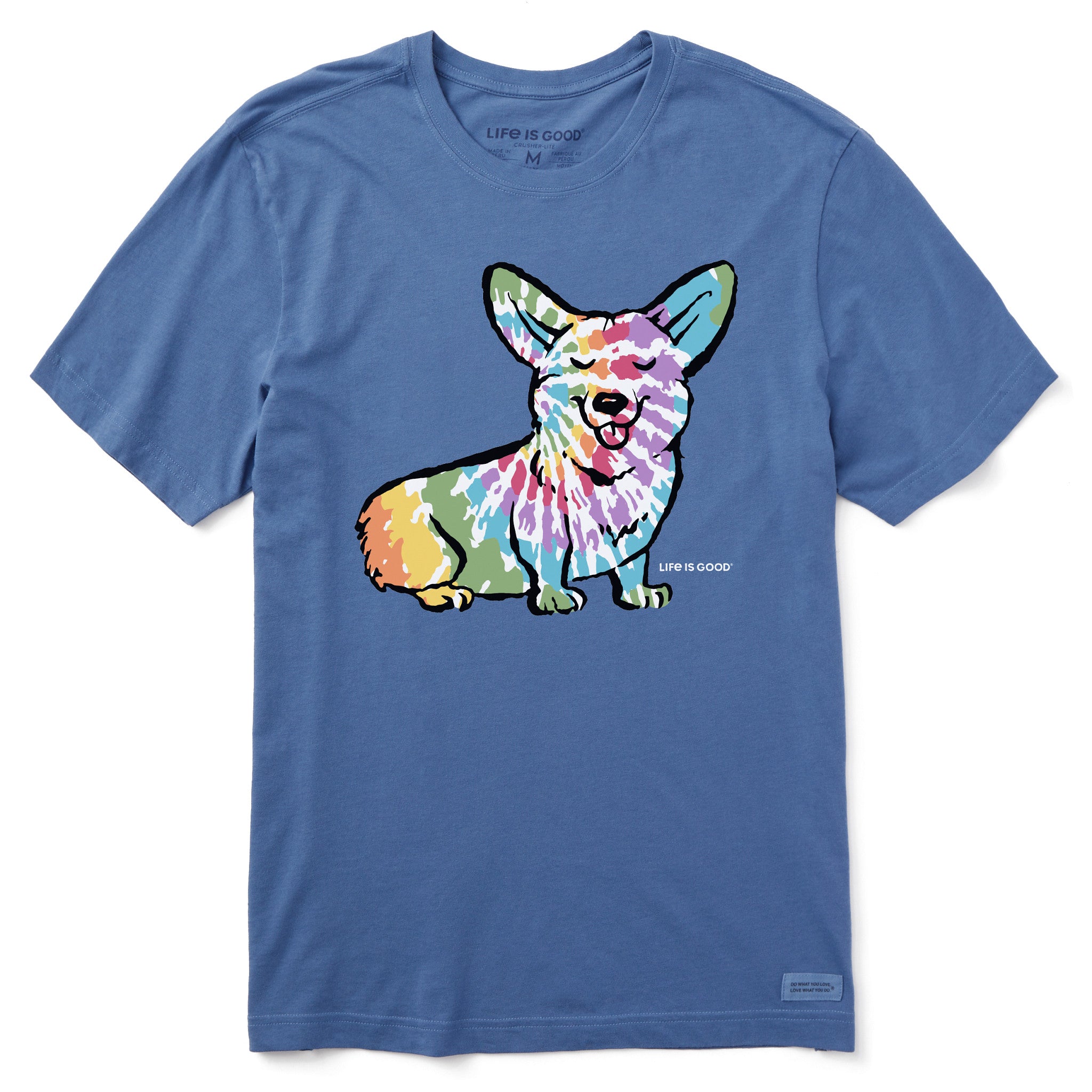 Men's Tie Dye Dog Corgi Short Sleeve Crusher Tee