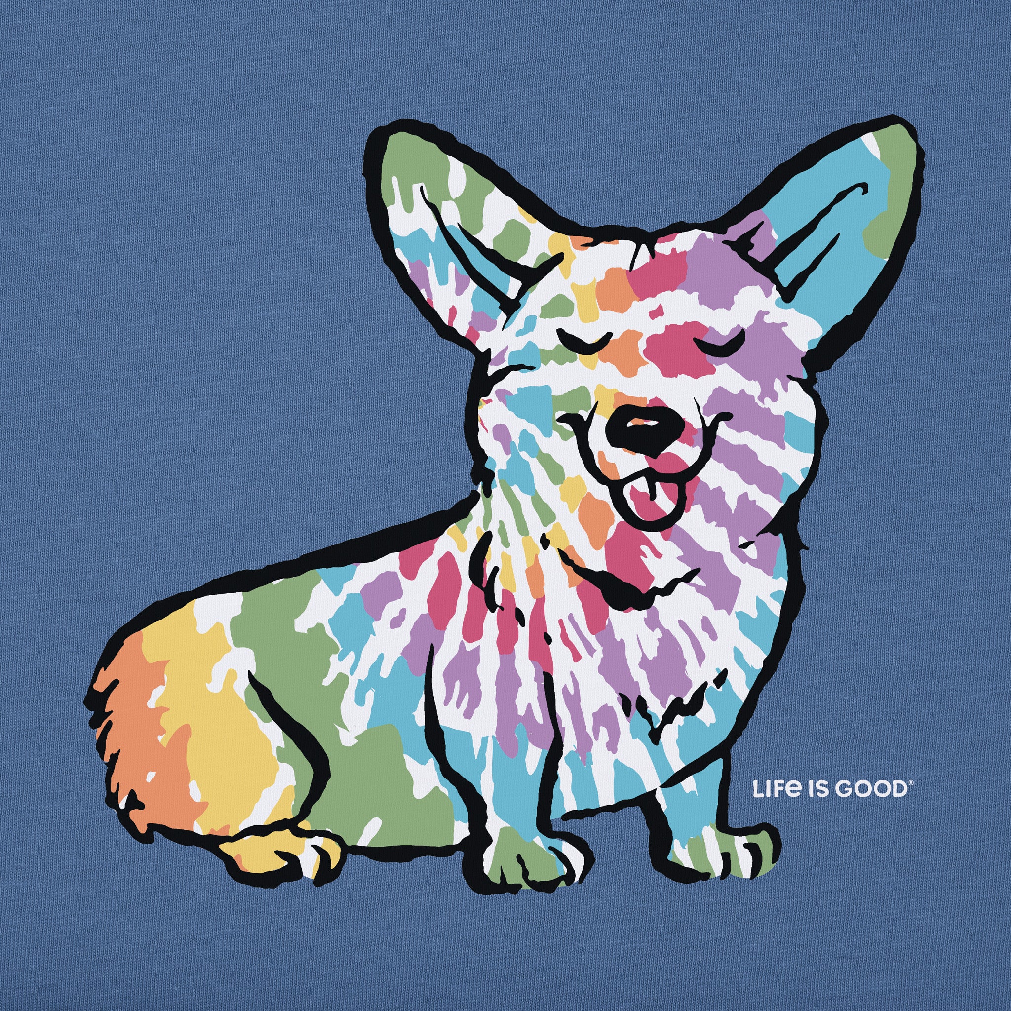 Women's Tie Dye Dog Corgi Short Sleeve Crusher Tee