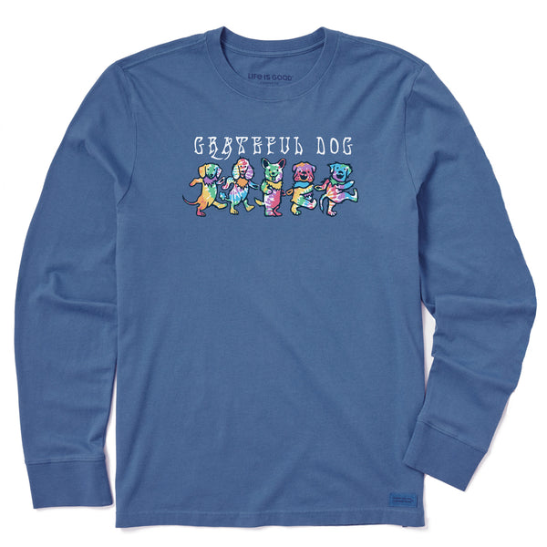Men's Tie Dye Grateful Dog Long Sleeve Crusher Tee | Shop Life is Good