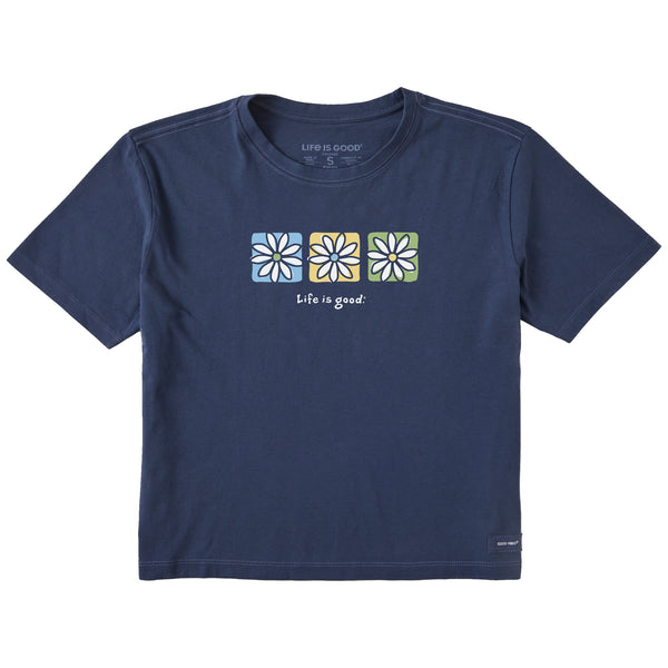 トップス GOOD GRIEF Relaxed Tee DEUXIEME CLASSE Women's Three Boxed Daisies Short Sleeve Crusher Boxy Tee