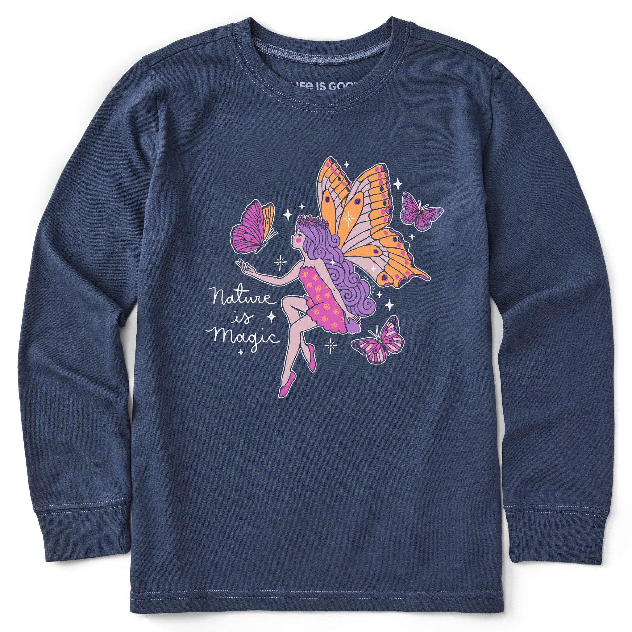 縷縷夢兎 fairy printed long sleeve tee Kids Butterfly Fairy Nature is Magic Long Sleeve Crusher Tee