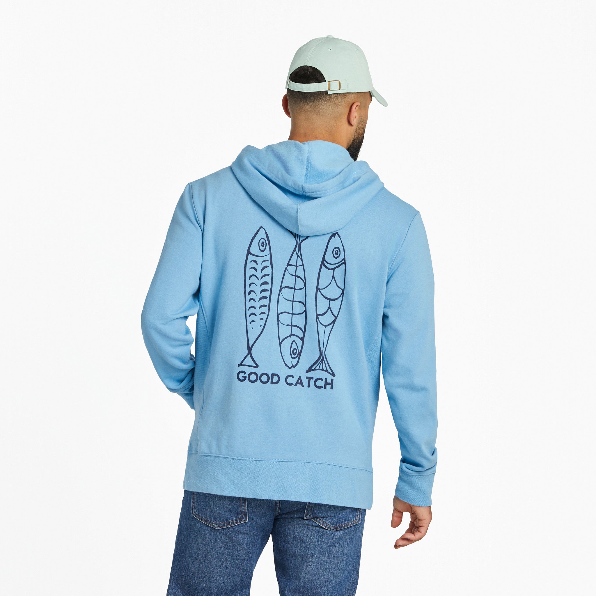 Men's Good Catch Fish Sketch Simply True Fleece Zip Hoodie Shop