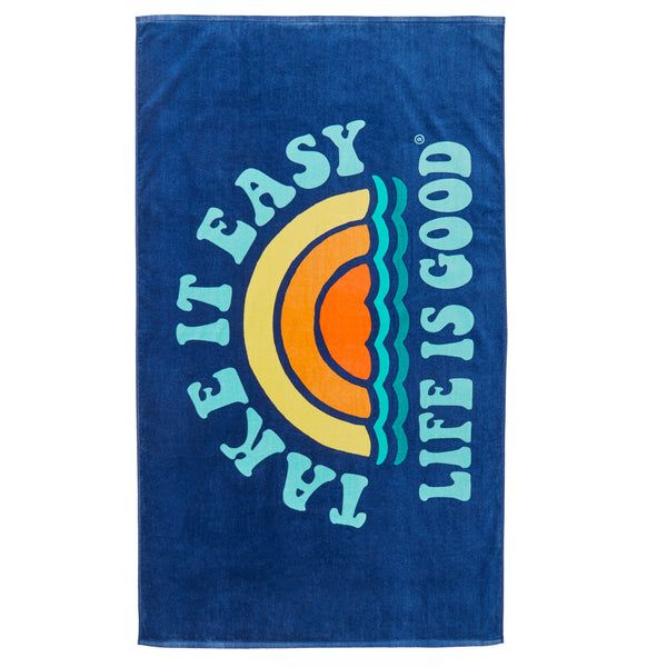 Adult Unisex Take It Easy Rainbow Waves Beach Towel | Shop Life is