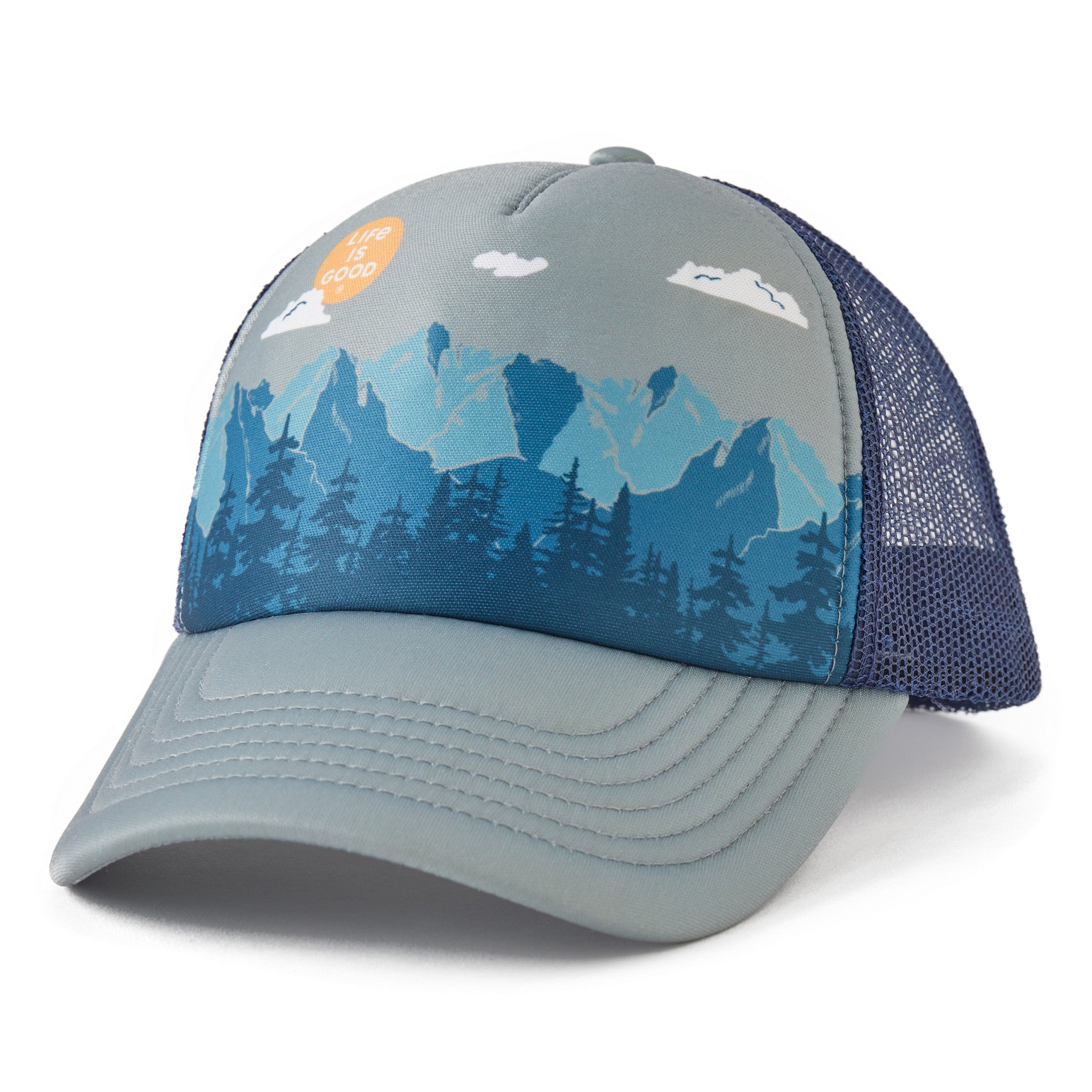 Adult Unisex Mountain Forest Scene Trucker Hat | Shop Life is Good