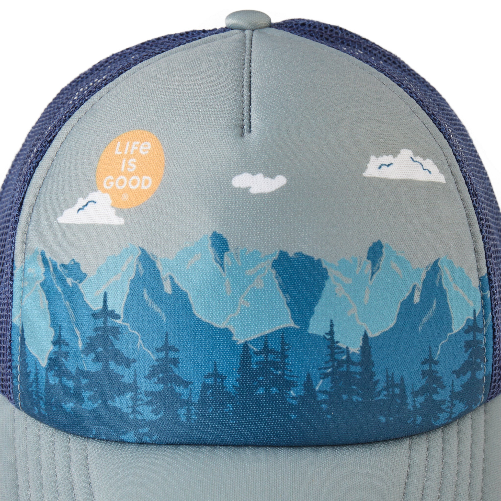 Adult Unisex Mountain Forest Scene Trucker Hat | Shop Life is Good