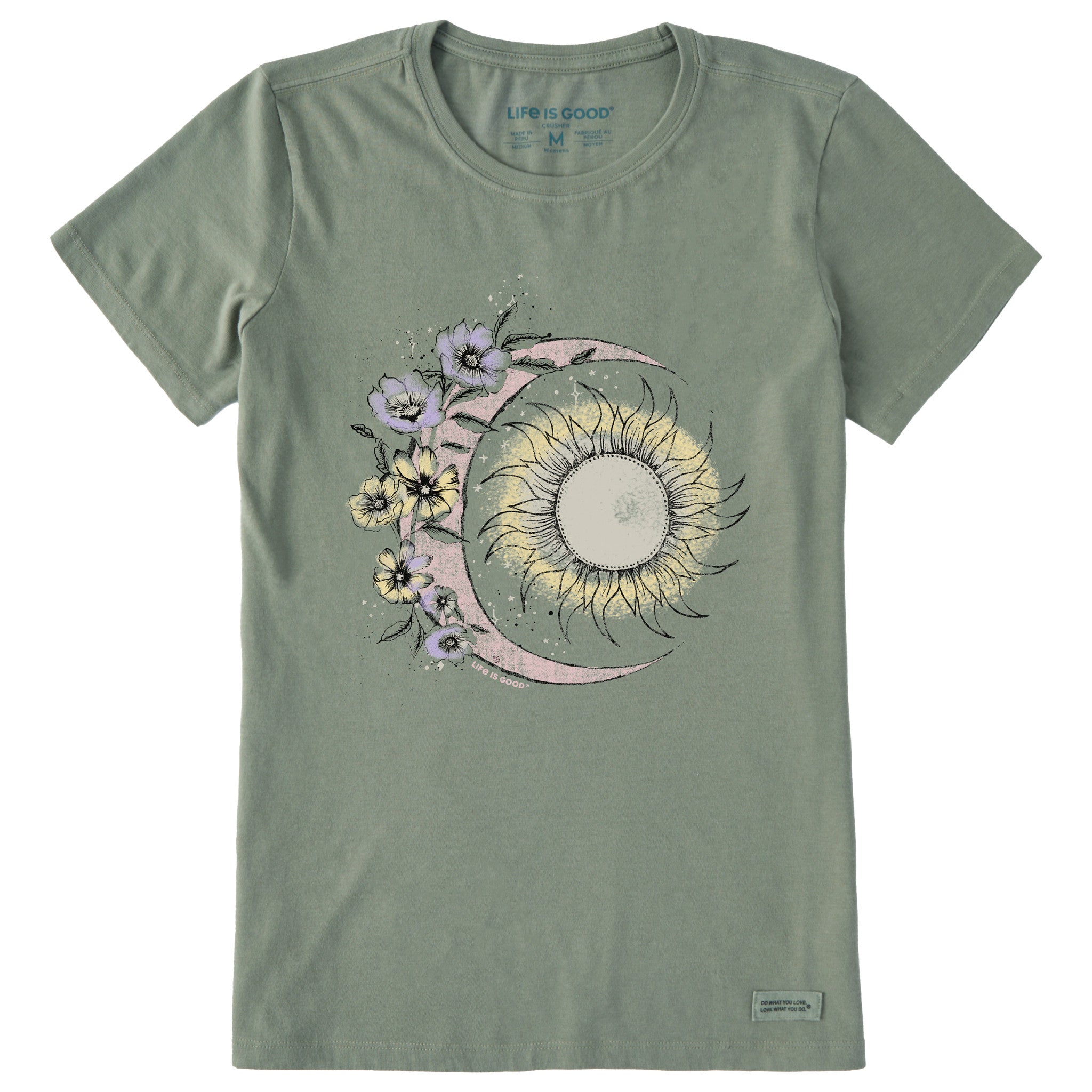(取寄) ライフイズグッド レディース ムーン フラワー クラッシャー-フレックス チュニック Life is Good women Moon Flower Crusher-Flex Tunic Smoky Blue Women's Keys to Happiness Flowers Crusher-FLEX Hoodie Tunic