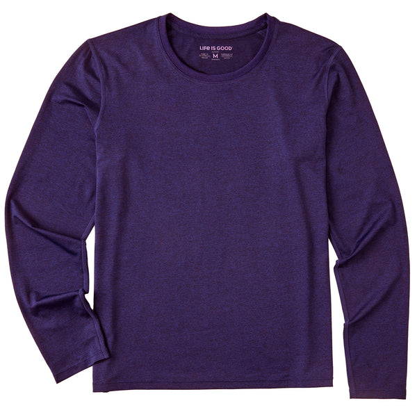 RENESEILLE Women's Workout Long Sleeve T-Shirt - Slim Fit, Stretch, Crew Neck, Active Tee (Purple, XL)