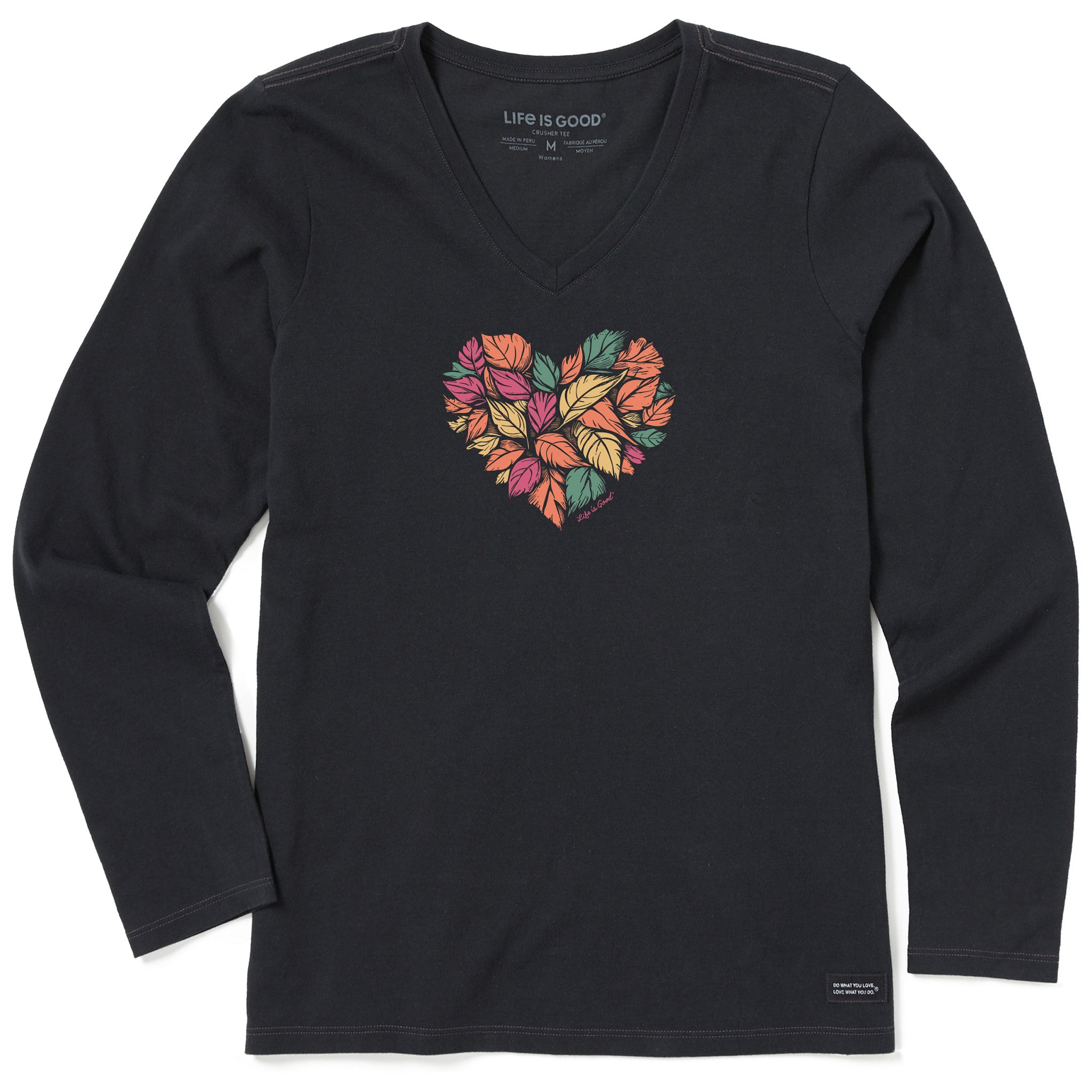 Women's Leaf Heart Long Sleeve Crusher-LITE Vee | Shop Life is Good