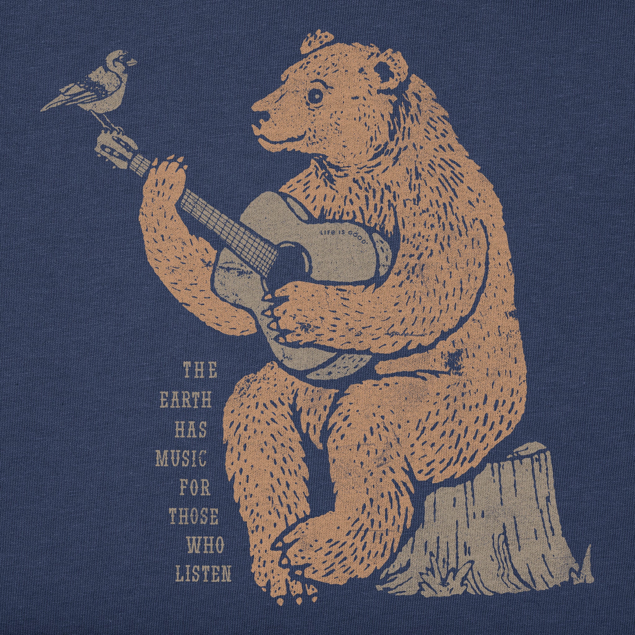 希少 BIG BEAR 7インチレコード ENJOY YOUR LIFE Men's Earth Has Music Guitar Bear Long Sleeve Crusher Tee | Shop
