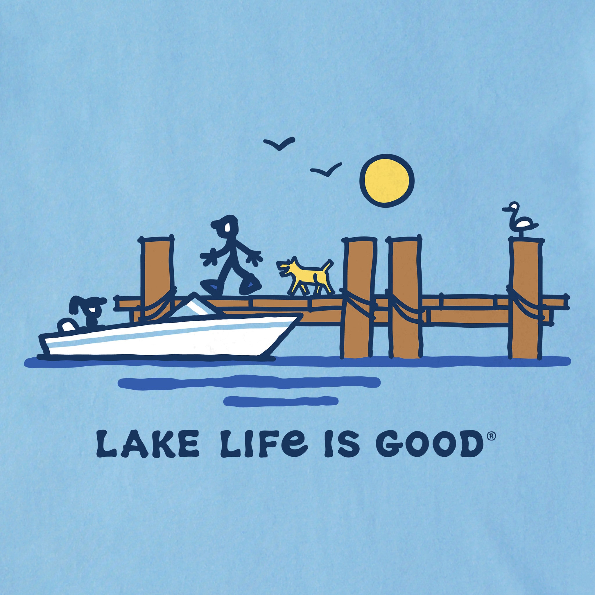 T-shirt Life Is Good Homme 2XL - Motif Pêcheurs 'Well With Others' - Gris - Occasion Parfait état