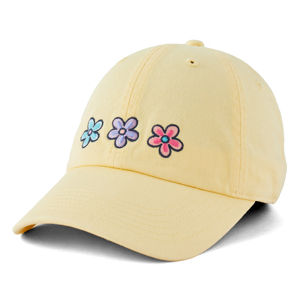 Life is Good Embroidered Three Daisies Chill Strapback Cap Hat Peach Adult Unisex Three Daisies Chill Cap | Shop Life is Good main image 3
