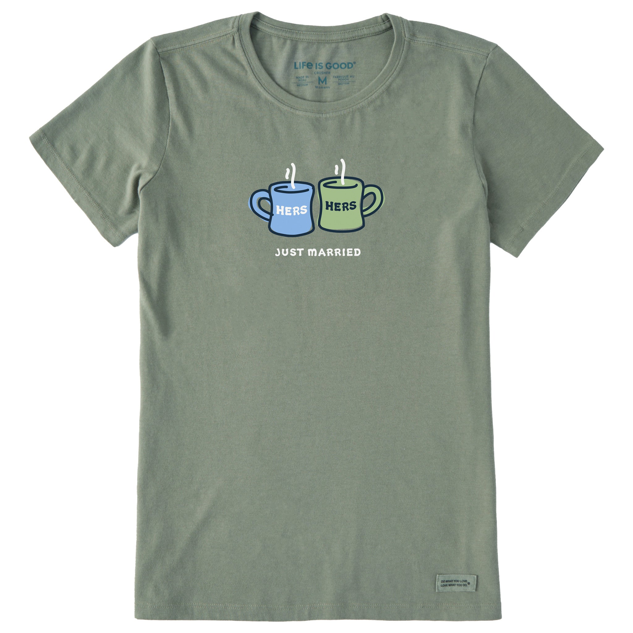 Women's Hers Hers Just Married Mugs Short Sleeve Crusher Tee