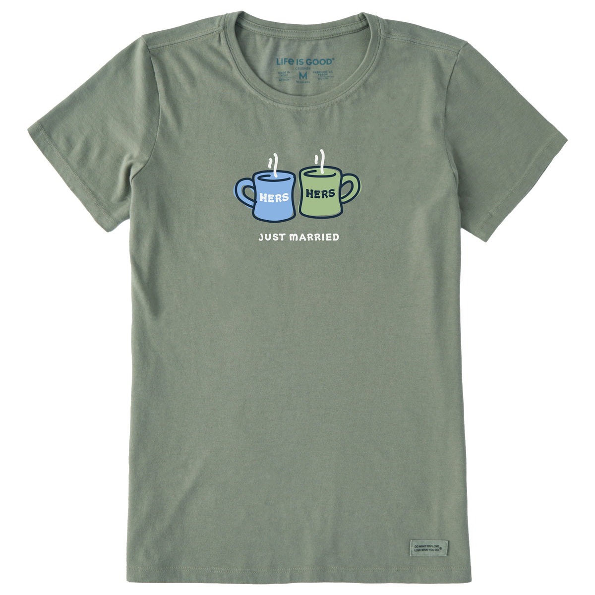 Women's Hers Hers Just Married Mugs Short Sleeve Crusher Tee