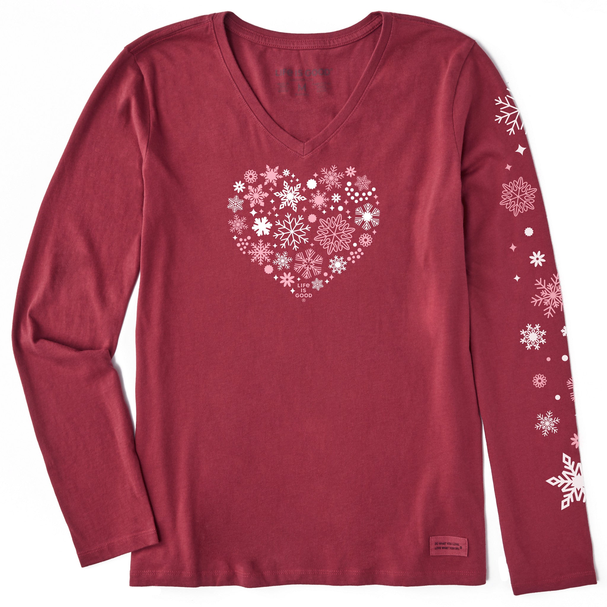 Women's Snowflake Heart Long Sleeve Crusher Vee | Shop Life is Good