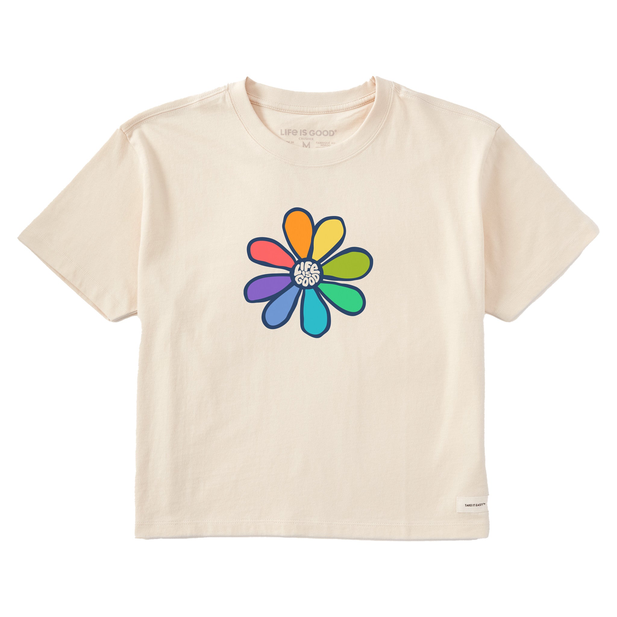 Women's Rainbow Daisy Short Sleeve Crusher Boxy Tee | Shop Life is