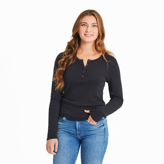Product image for "Women's Solid Modal Ribbed Henley" ||119741_1