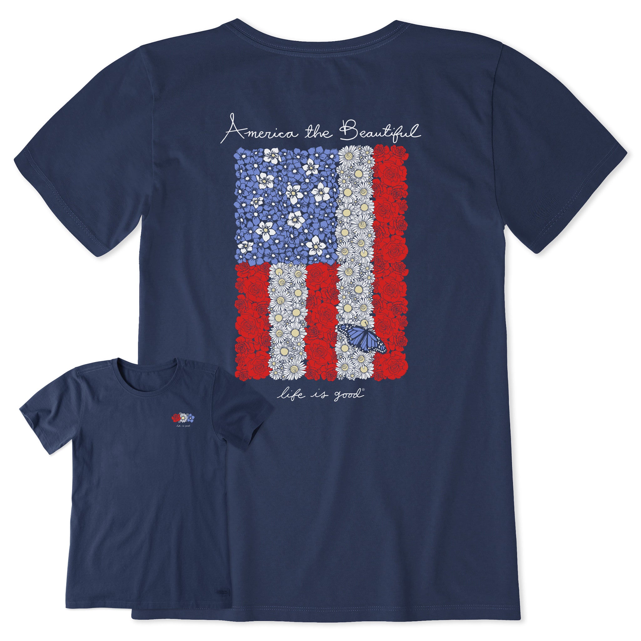 Product image for "Women's Floral American Flag Short Sleeve Crusher-LITE Tee" ||121905_1