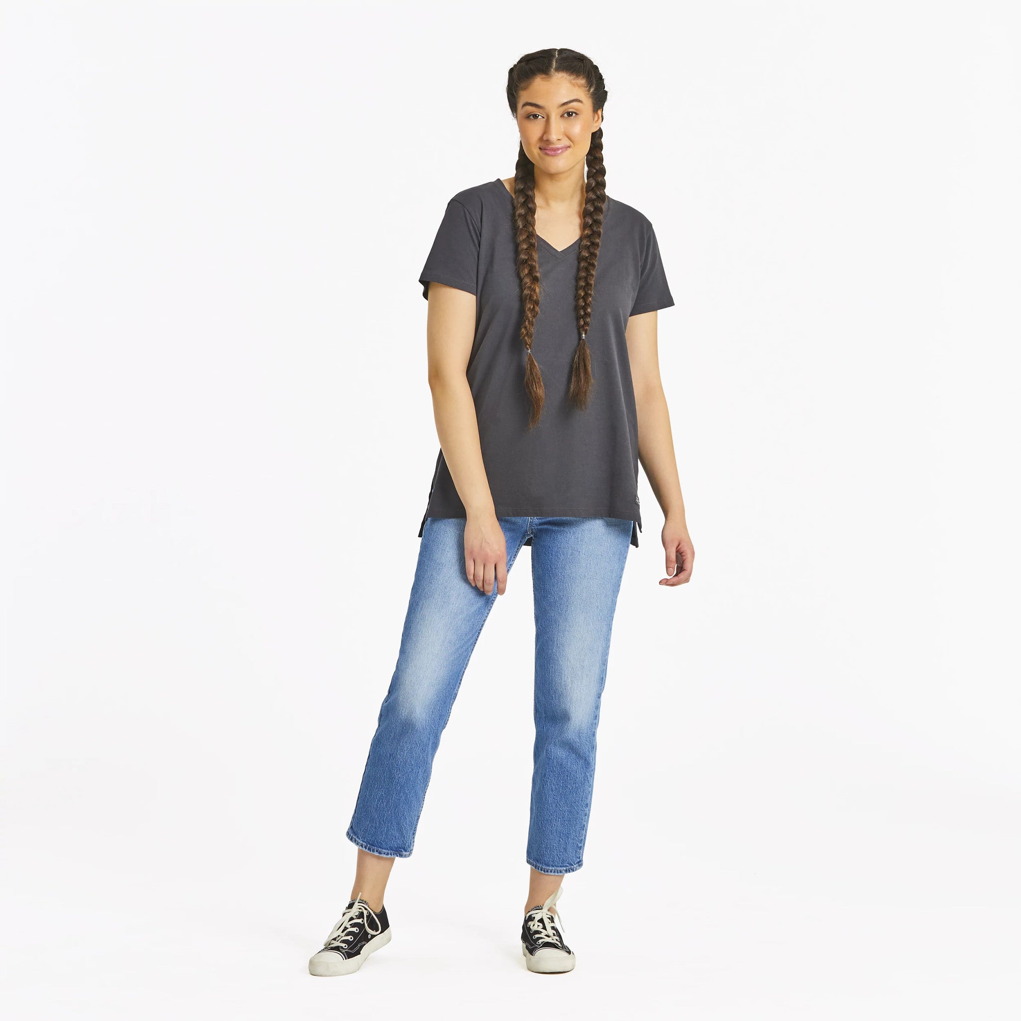 (取寄) ライフイズグッド レディース ムーン フラワー クラッシャー-フレックス チュニック Life is Good women Moon Flower Crusher-Flex Tunic Smoky Blue Life Is Good Women's Moon Tunic - Linabella