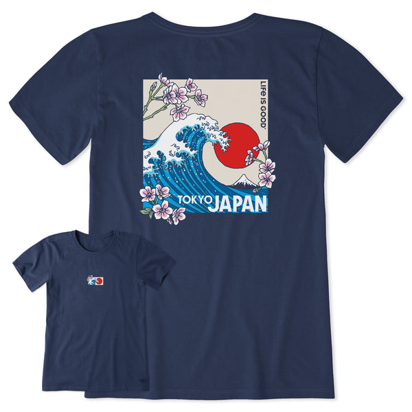 Women's Tokyo Japan Cherry Blossom Wave Short Sleeve Tee | Shop