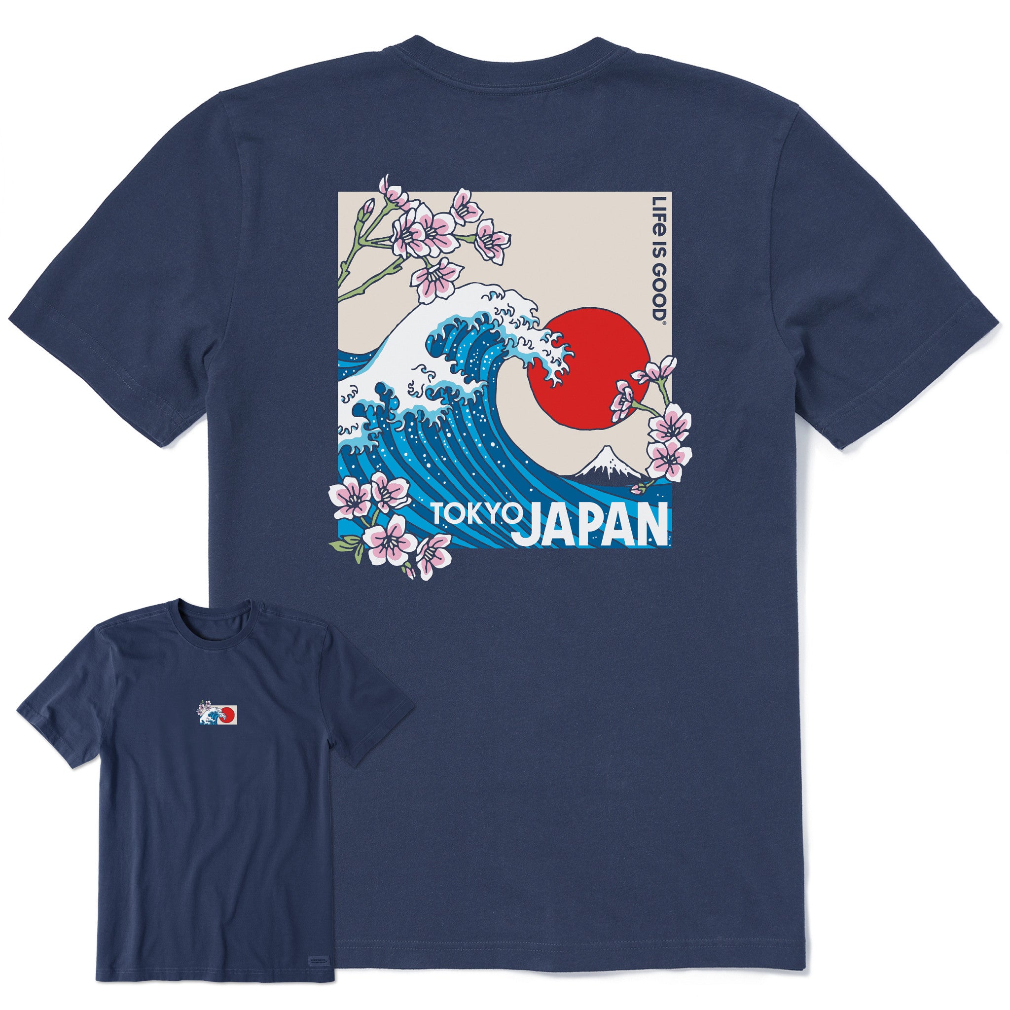 Men's Tokyo Japan Cherry Blossom Wave Short Sleeve Tee | Shop Life