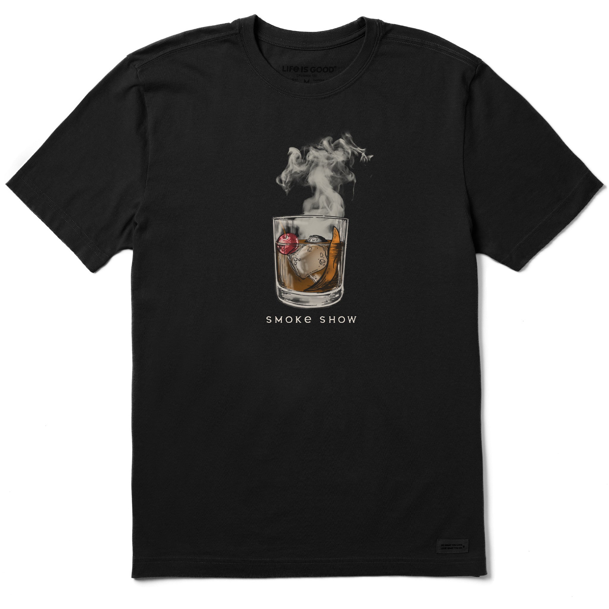 life is good pothead shirt Life is Good Men's Smoke Old Fashioned Short Sleeve T-Shirt Crusher in Faded Black | Size 3XL
