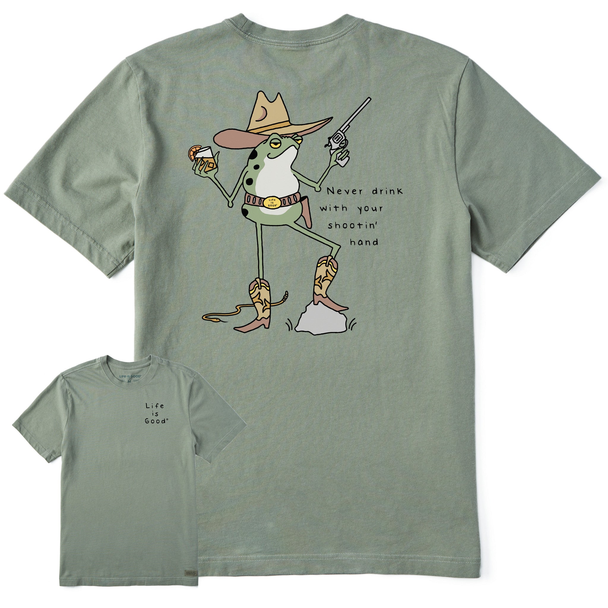 Product image for "Men's Never Drink Cowboy Frog Short Sleeve Tee" ||124578_1