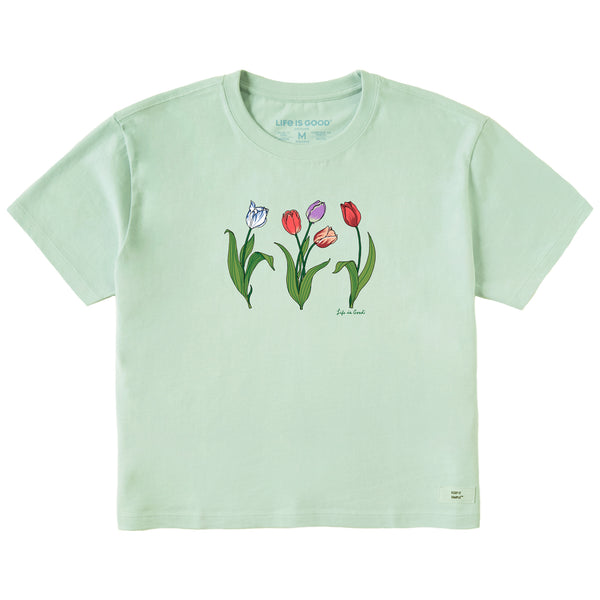 Women's 3 Genuine Tulips Short Sleeve Crusher Boxy Tee | Shop Life