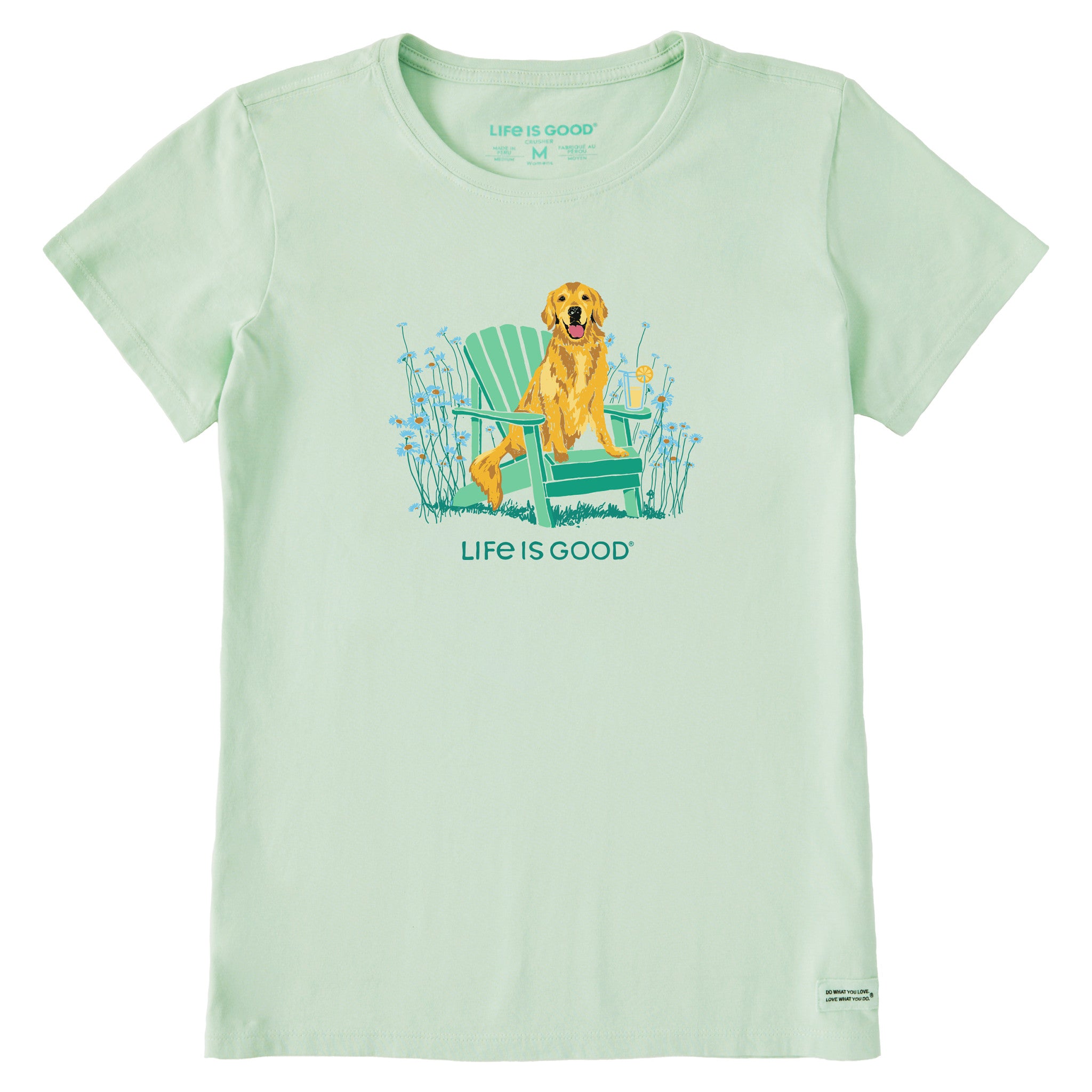 【William : Life Is Good & Good …】新品 Women's Realisn't Golden Retriever Adirondack Short Sleeve Tee