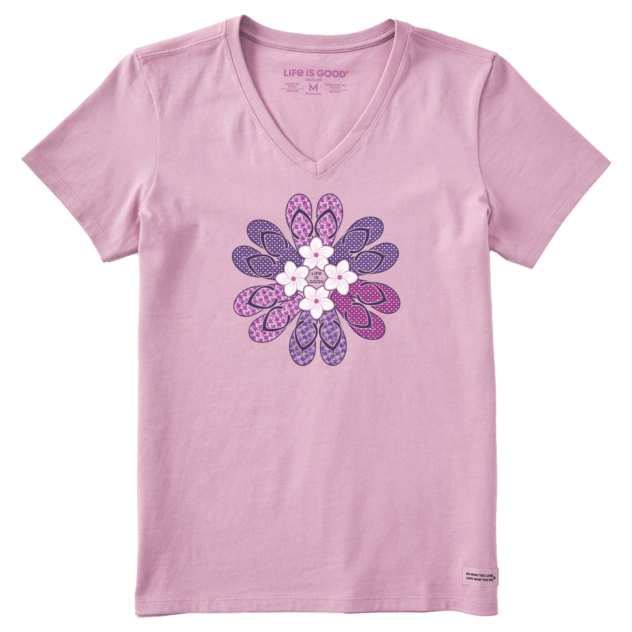 Women's Flip Flop Flower Short Sleeve Crusher Vee | Shop Life is Good