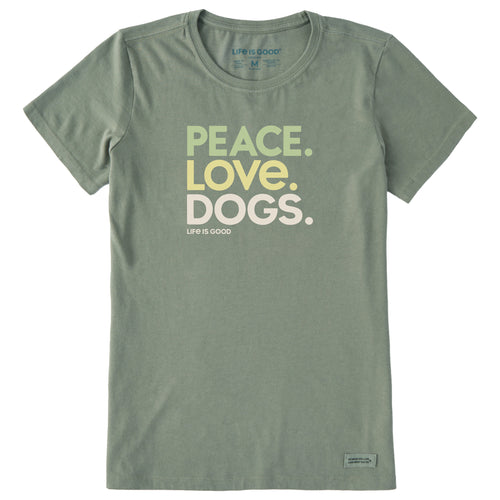 T-shirt Donna Life Is Good 'Peace Love Gatti' Manica Corta, Blu, Taglia 2XL, Nuova Con Etichetta