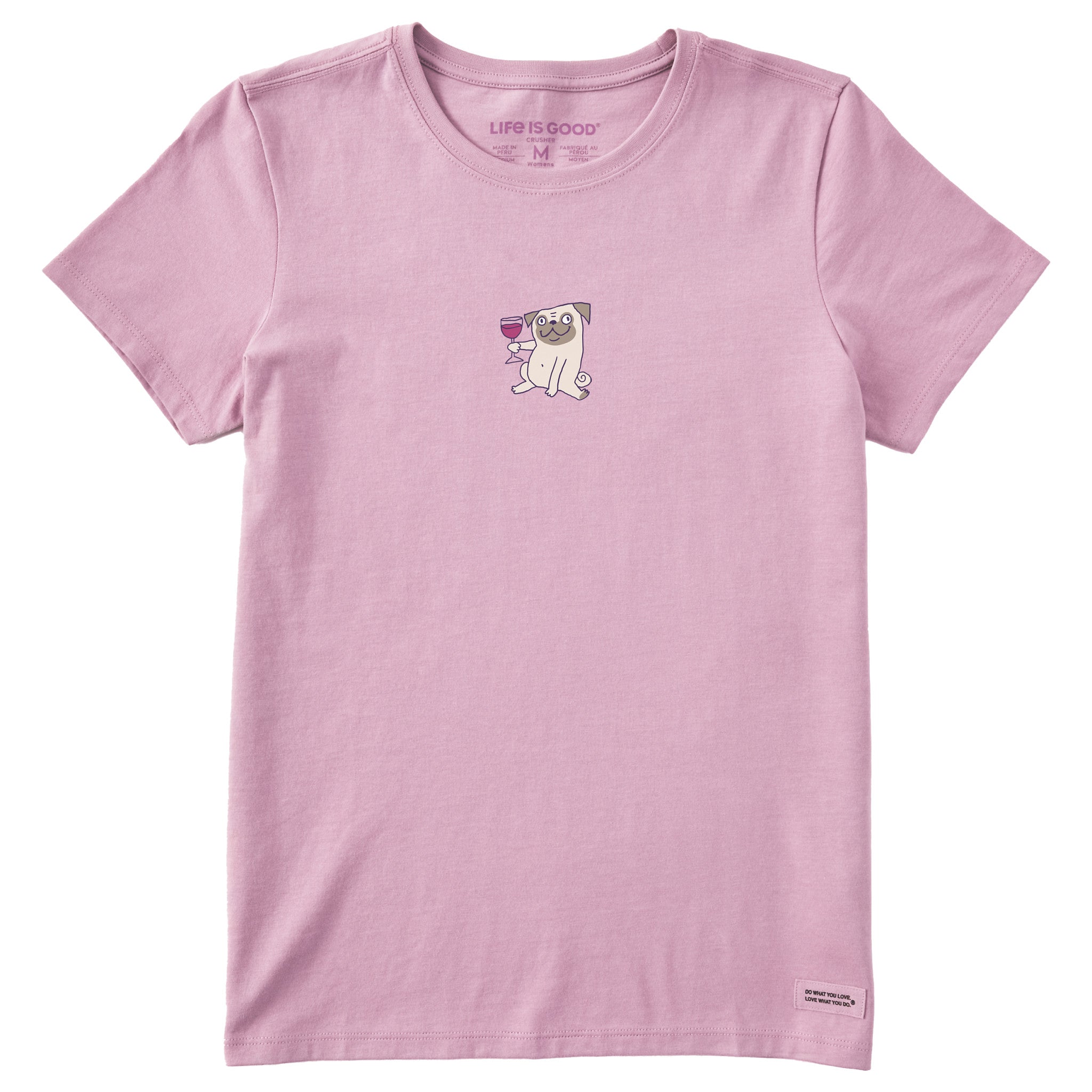 Women's Pug With Wine Short Sleeve Crusher Tee | Shop Life is Good