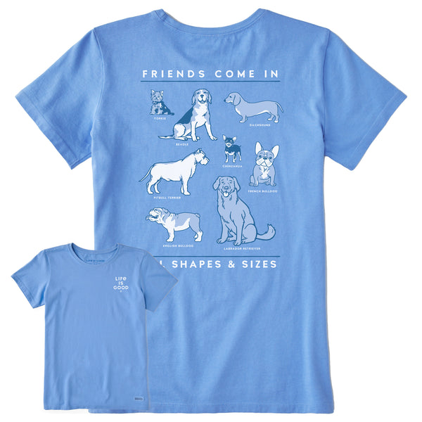 Life Is Good Crusher Tee Für Damen, Kurzärmelig, Baumwolle, Grafik-T-Shirt, I'll Be Watching You Dog, Schwarz (Jet Black), X-Klein