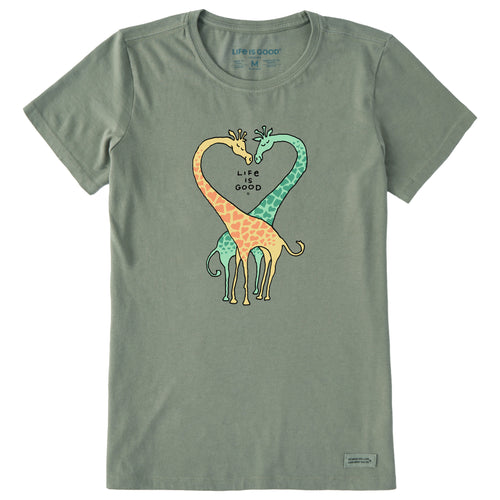 T-shirt Fille Olive – Couleur Vert Sauge Avec Imprimé Girafe, Taille S
