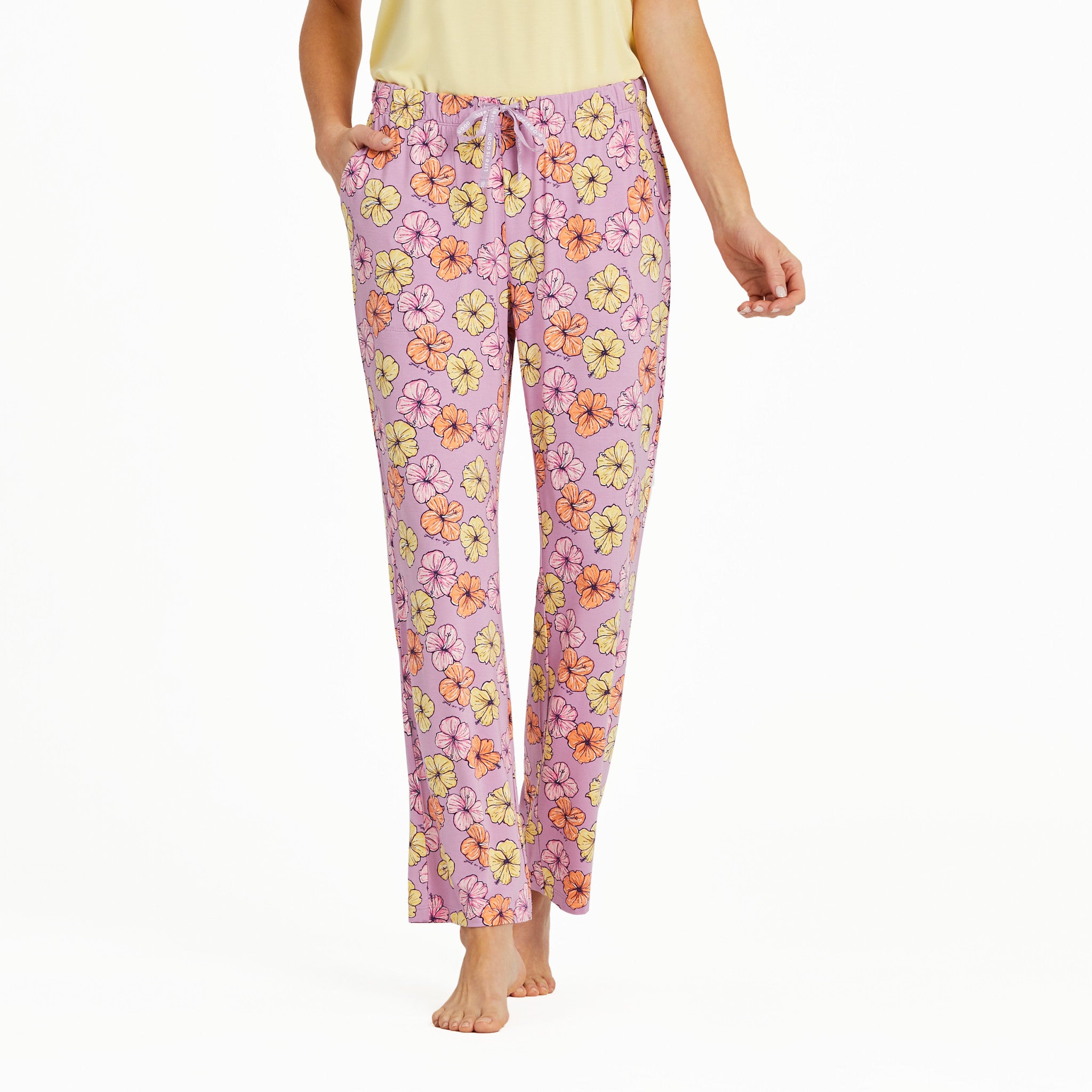 Women's Painted Hibiscus Pattern Lightweight Sleep Pant | Shop