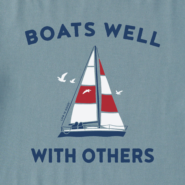 Product image for "Men's Boats Well with Others Sail Boat Large Short Sleeve Crusher Tee" ||129488_2