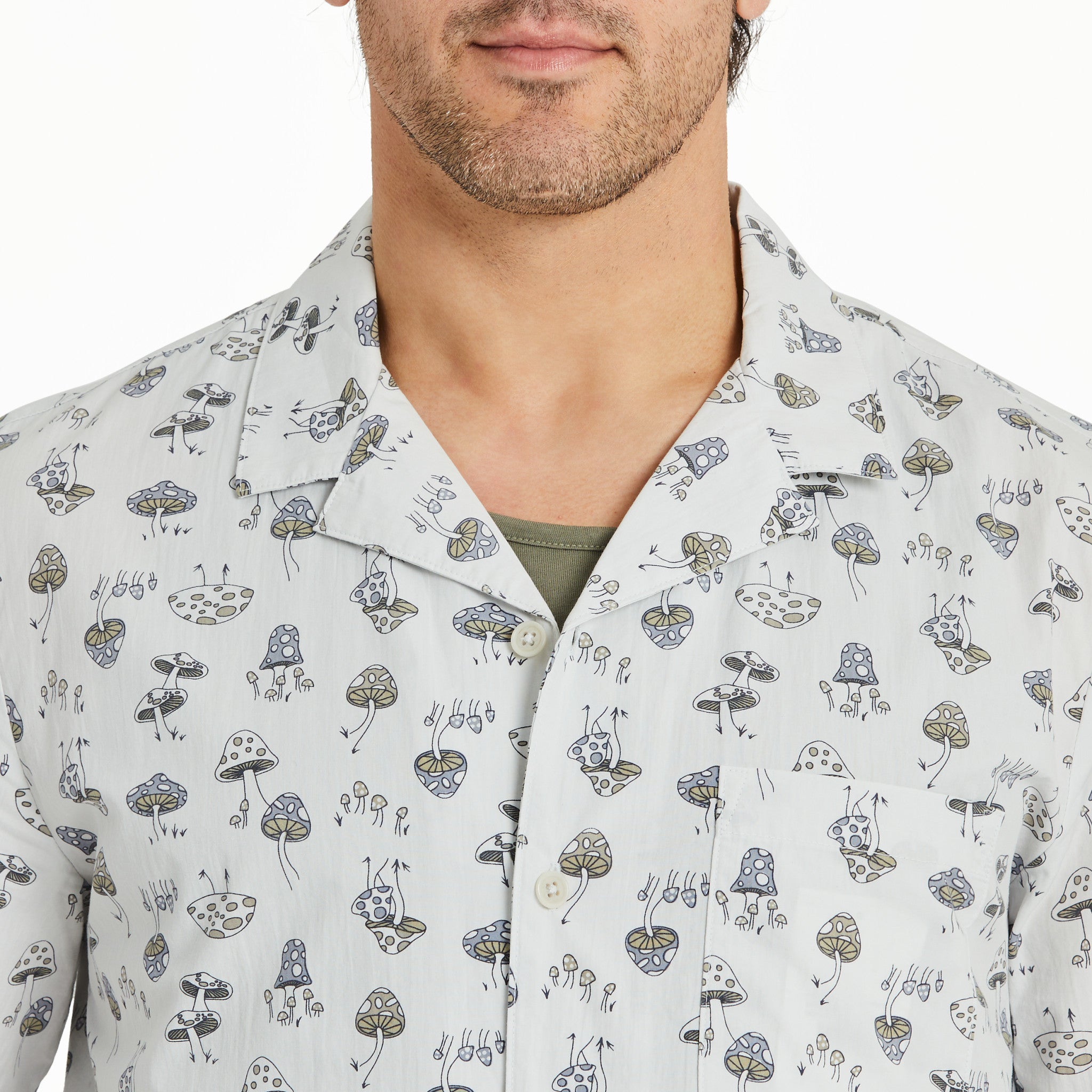 mushroom dress shirt Ragstock Mushroom Delight Woven Button Up Shirt, Men's, Size: Large