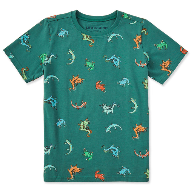 Product image for "Kids Axolotl and Amphibians Pattern Short Sleeve Crusher Tee" ||129719_1