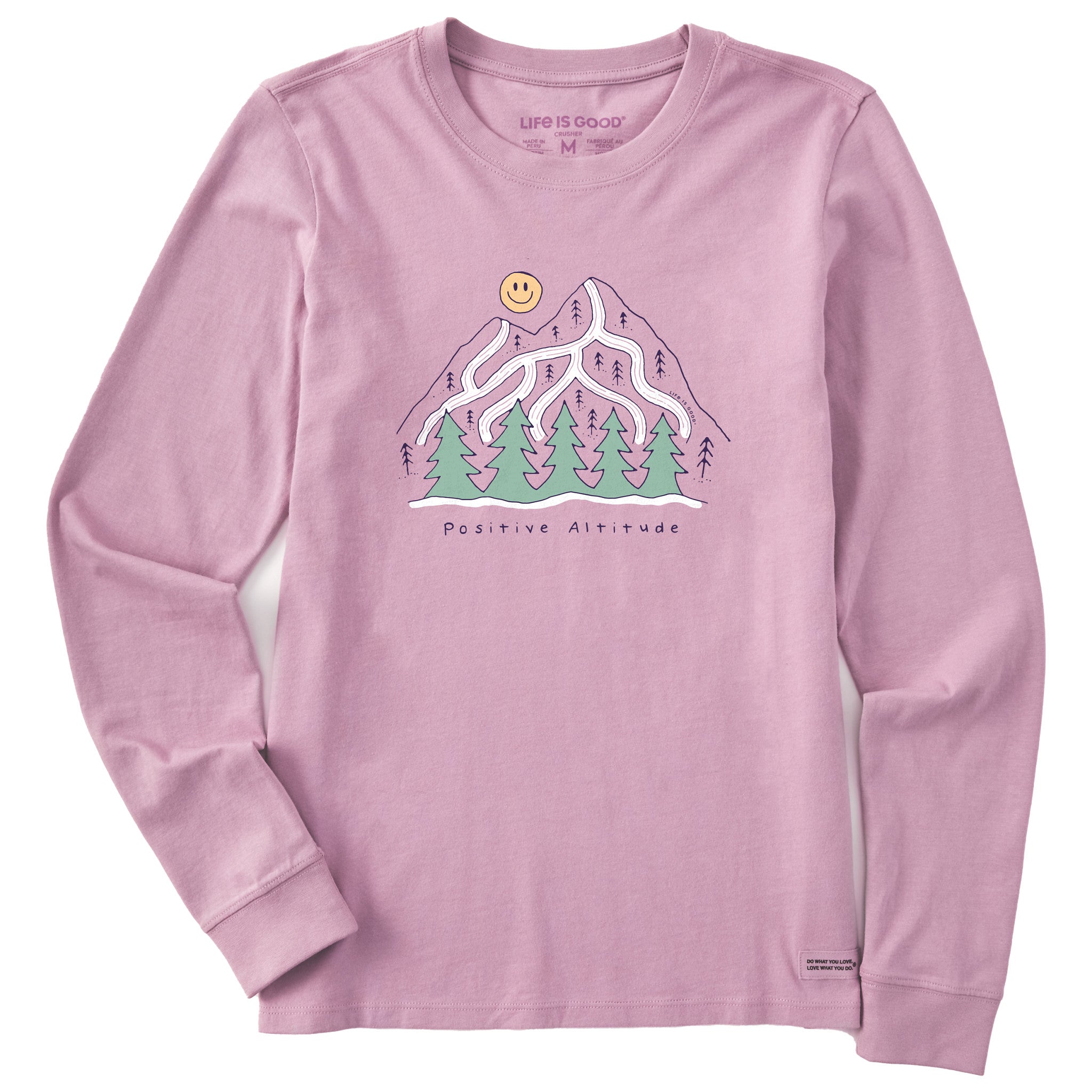 Life is Good T-shirt Crusher à manches longues en coton pour femme, soirée enneigée, Bleu glacier, T-Petit Life is Good T-shirt Crusher à manches longues en coton pour femme, soirée enneigée, Bleu glacier, T-Petit
