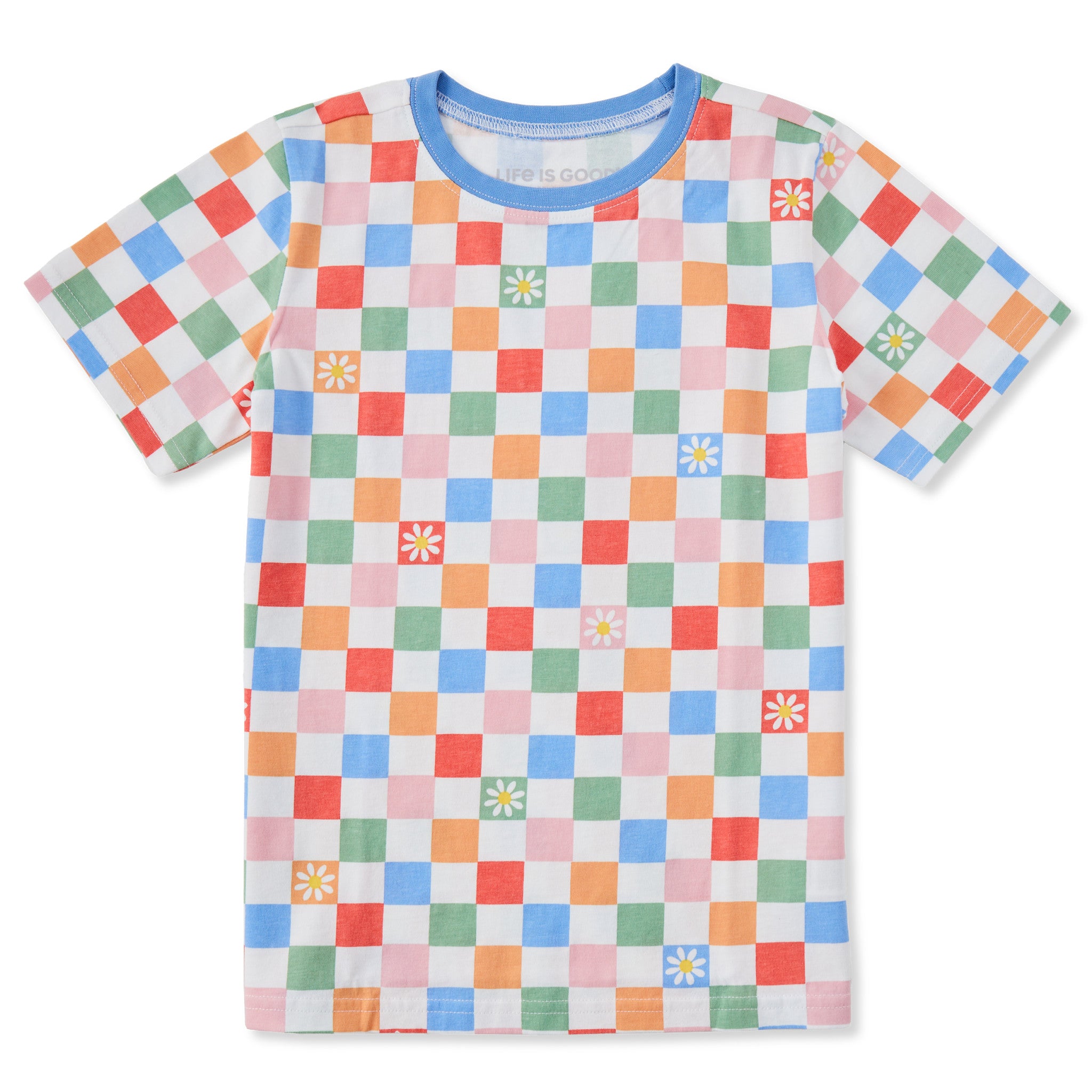 Daisy Checkerboard Pattern Short Sleeve Toddler Crusher Tee